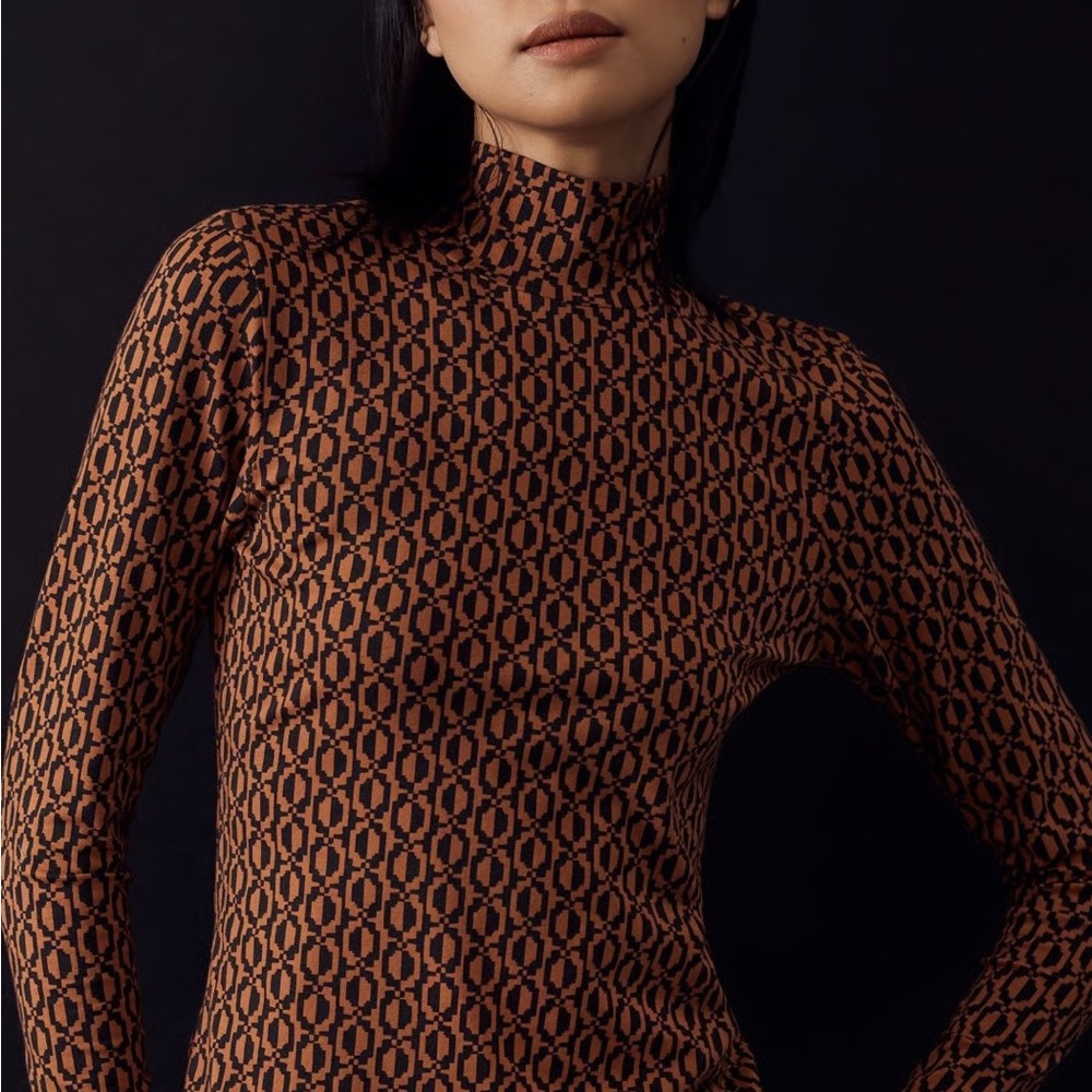 Maeve Printed Turtleneck Top